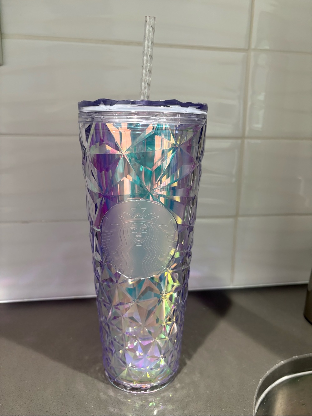 Starbucks Iridescent Purple Prism Tumbler with Straw
